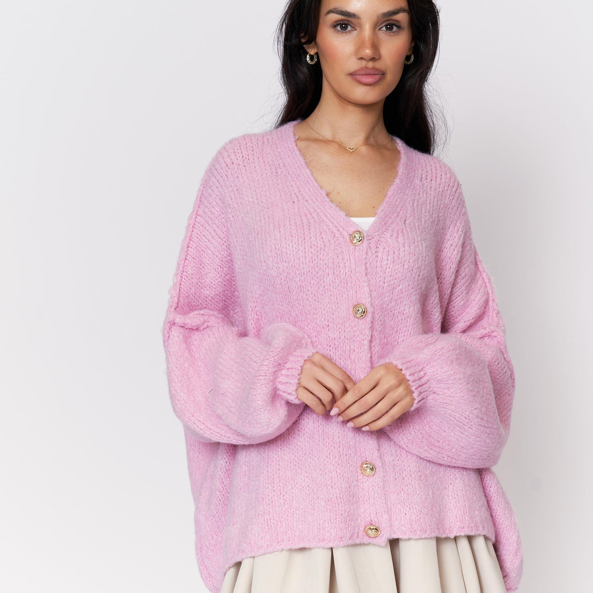 Tamara Oversized Cardigan with V-Neck and Buttons
