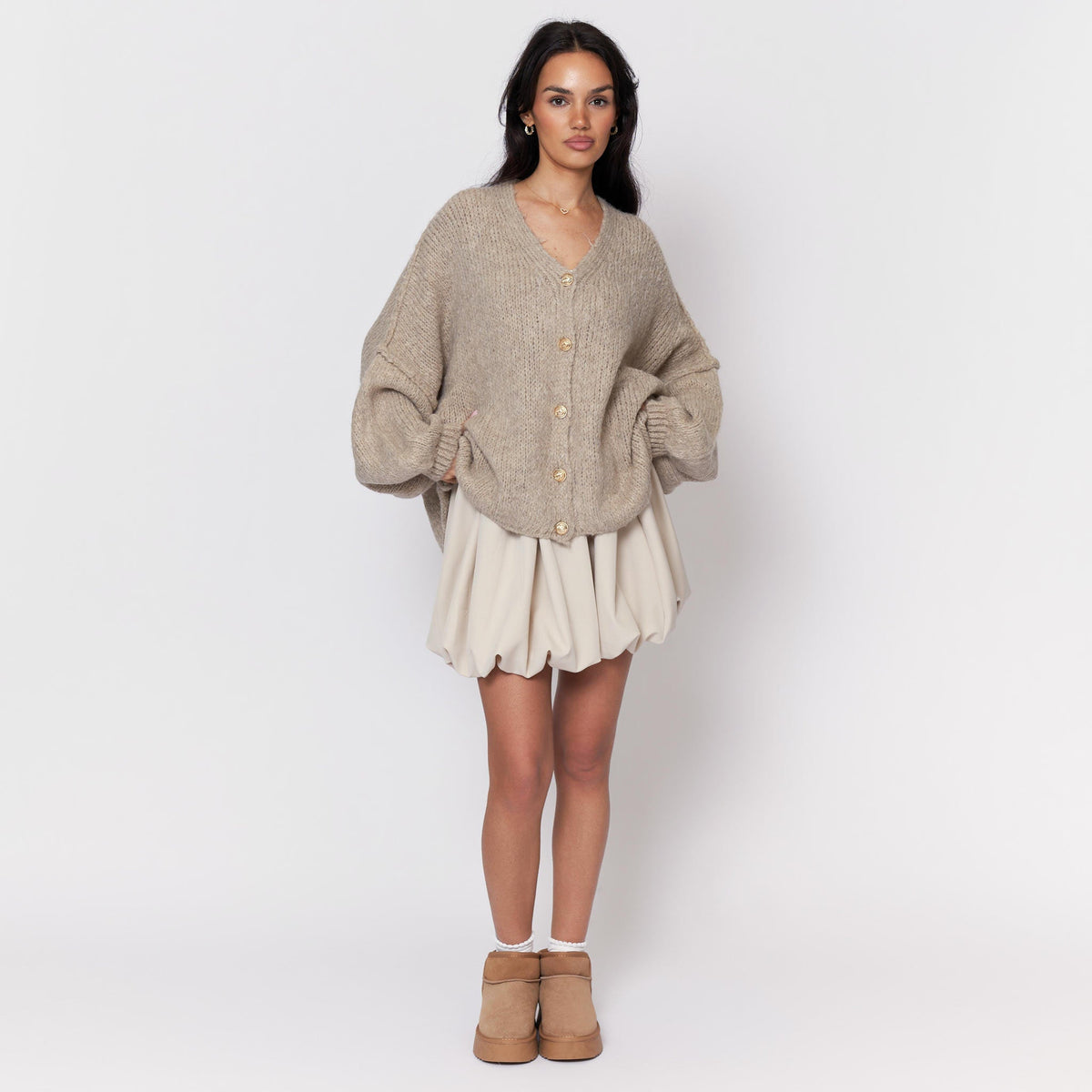 Tamara Oversized Cardigan with V-Neck and Buttons