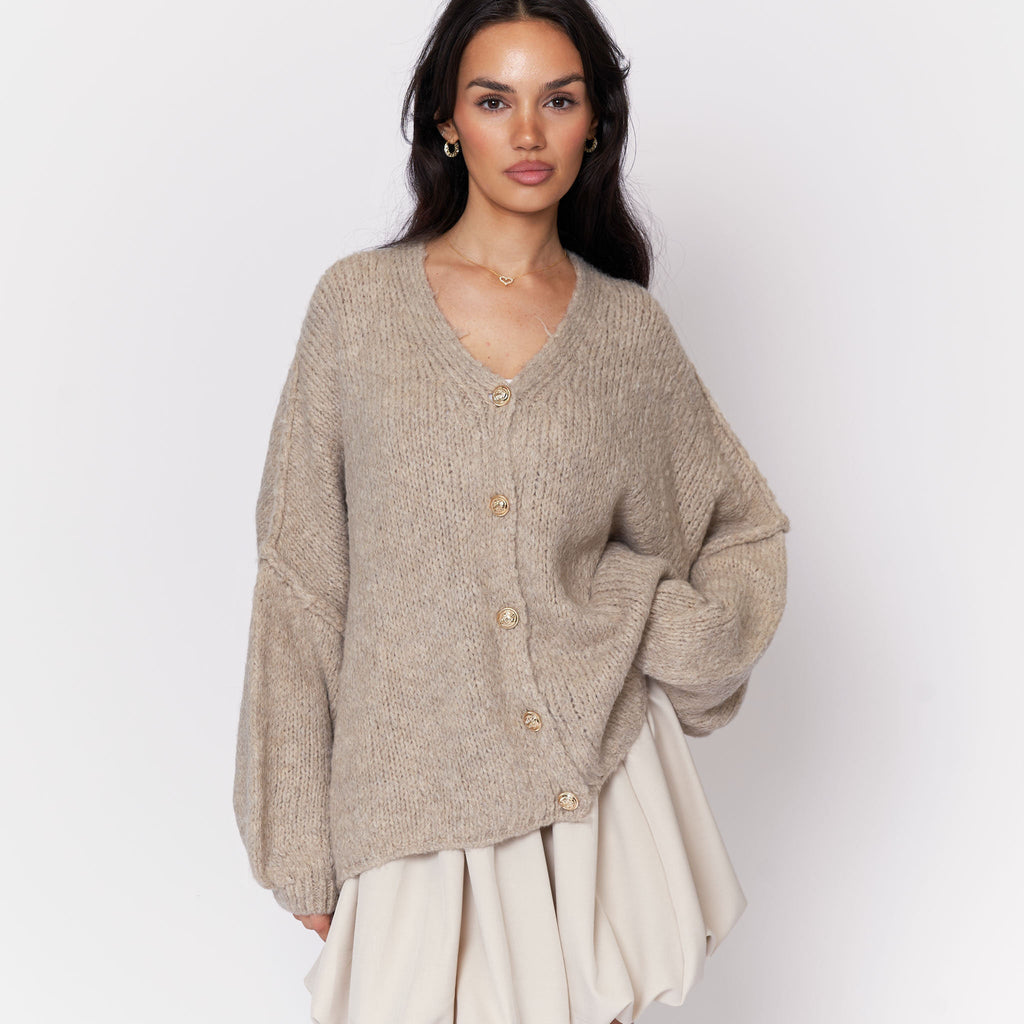 Tamara Oversized Cardigan with V-Neck and Buttons