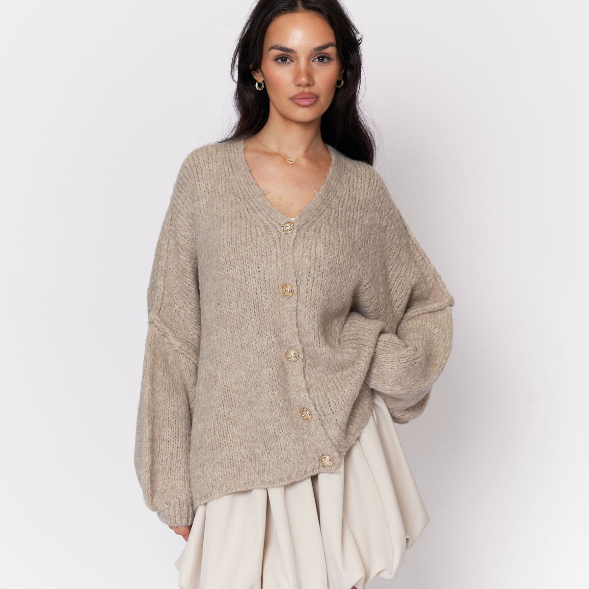Tamara Oversized Cardigan with V-Neck and Buttons