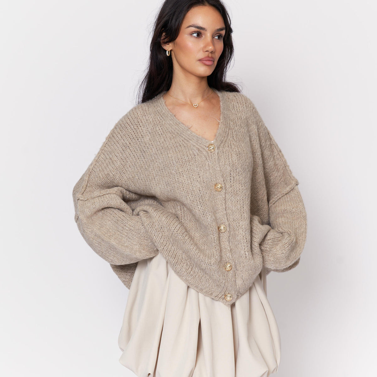 Tamara Oversized Cardigan with V-Neck and Buttons