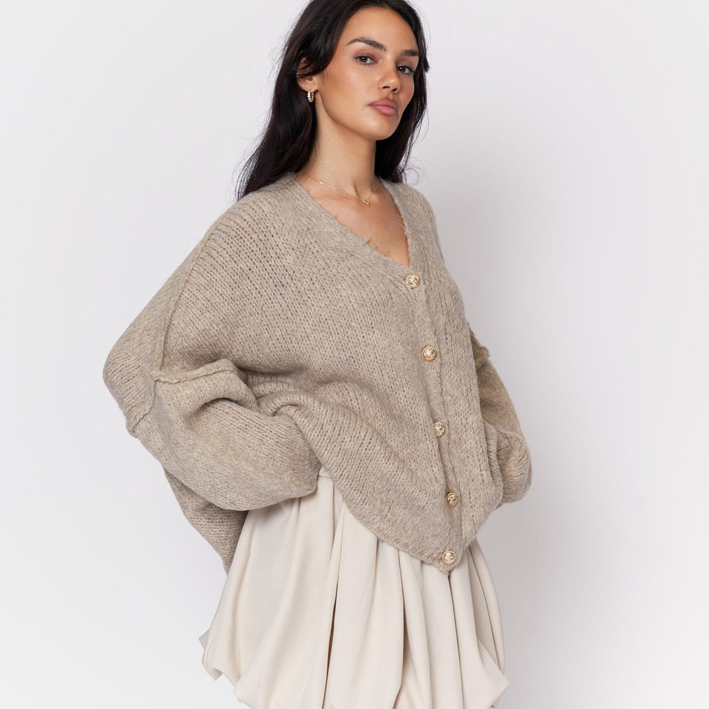 Tamara Oversized Cardigan with V-Neck and Buttons