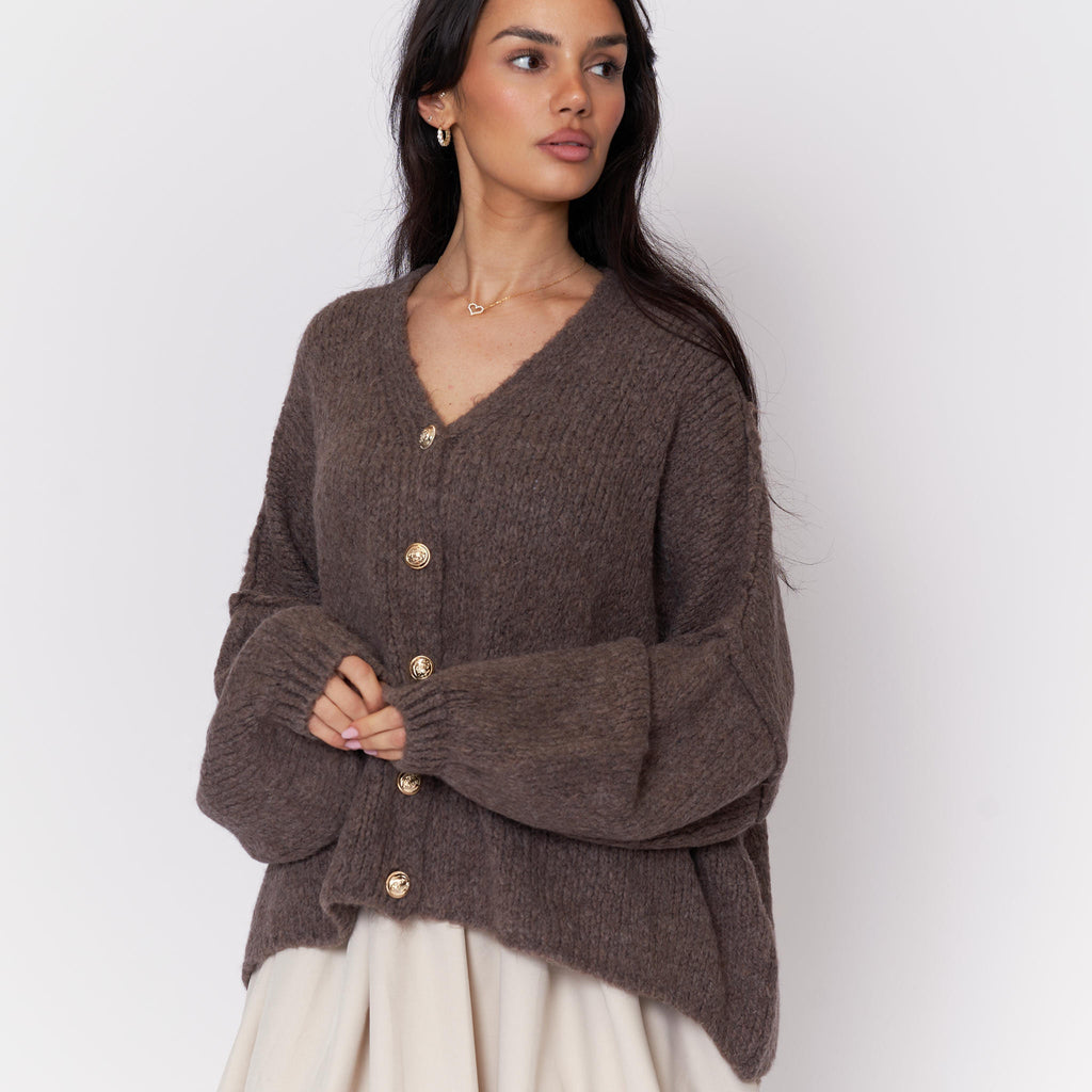 Tamara Oversized Cardigan with V-Neck and Buttons
