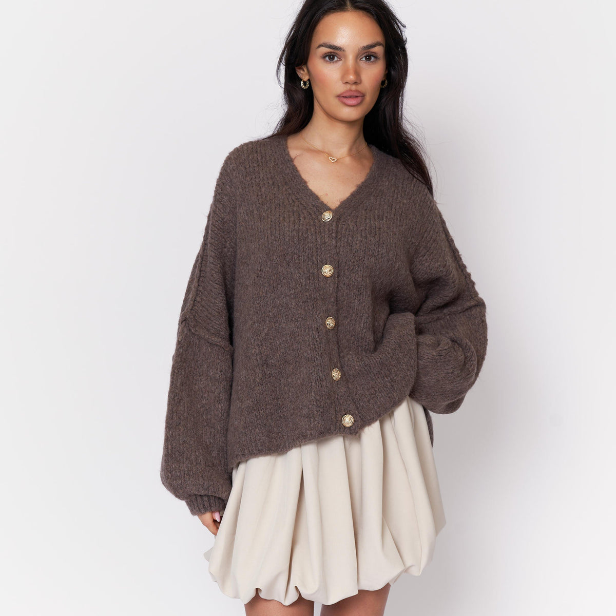 Tamara Oversized Cardigan with V-Neck and Buttons