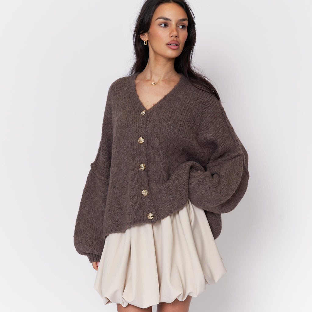 Tamara Oversized Cardigan with V-Neck and Buttons