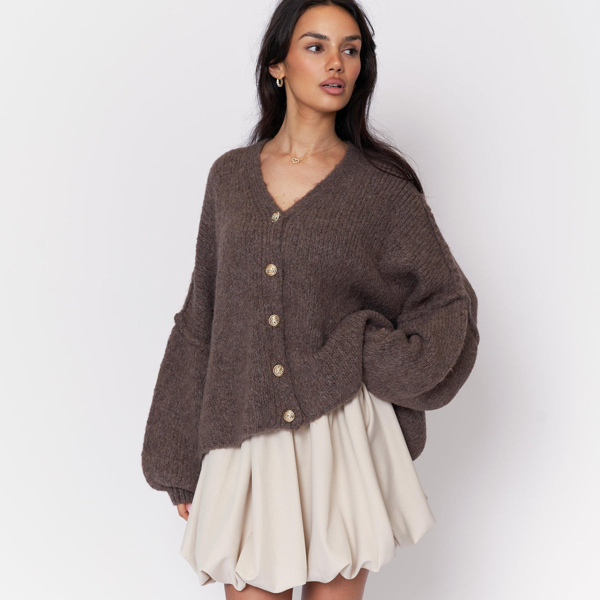 Tamara Oversized Cardigan with V-Neck and Buttons