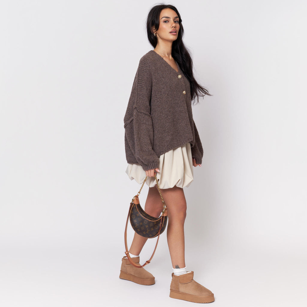 Tamara Oversized Cardigan with V-Neck and Buttons