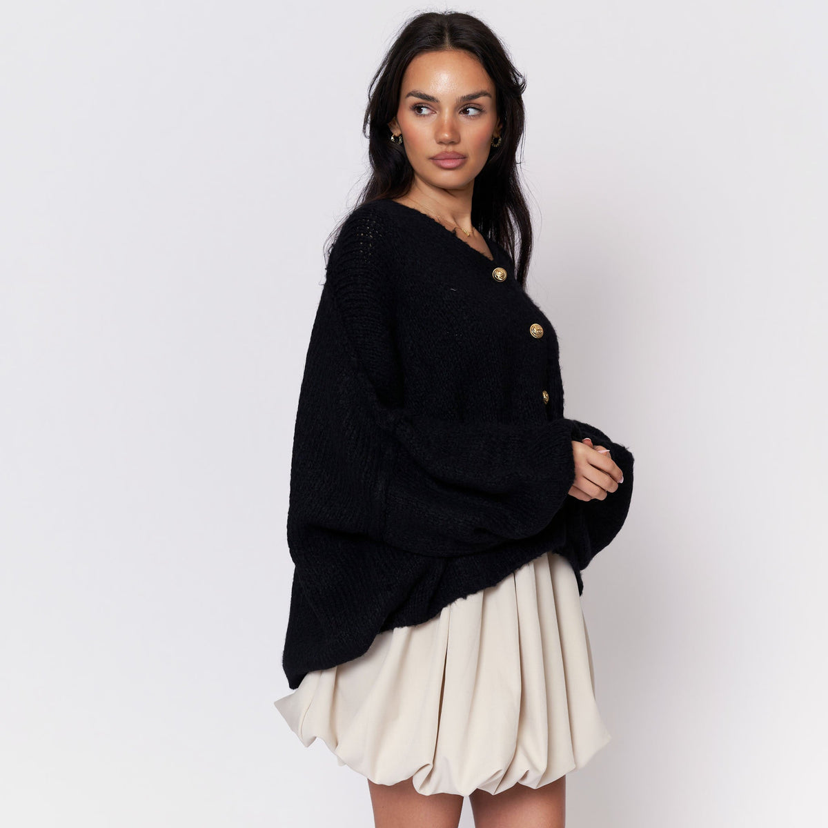 Tamara Oversized Cardigan with V-Neck and Buttons