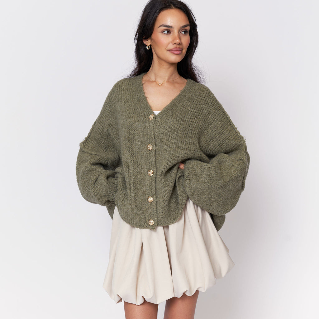 Tamara Oversized Cardigan with V-Neck and Buttons
