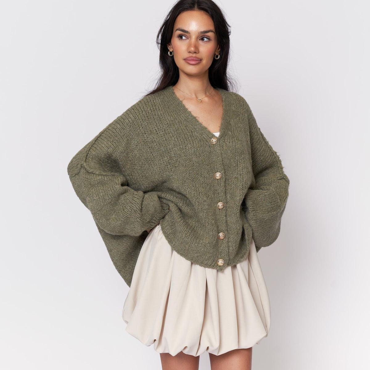 Tamara Oversized Cardigan with V-Neck and Buttons