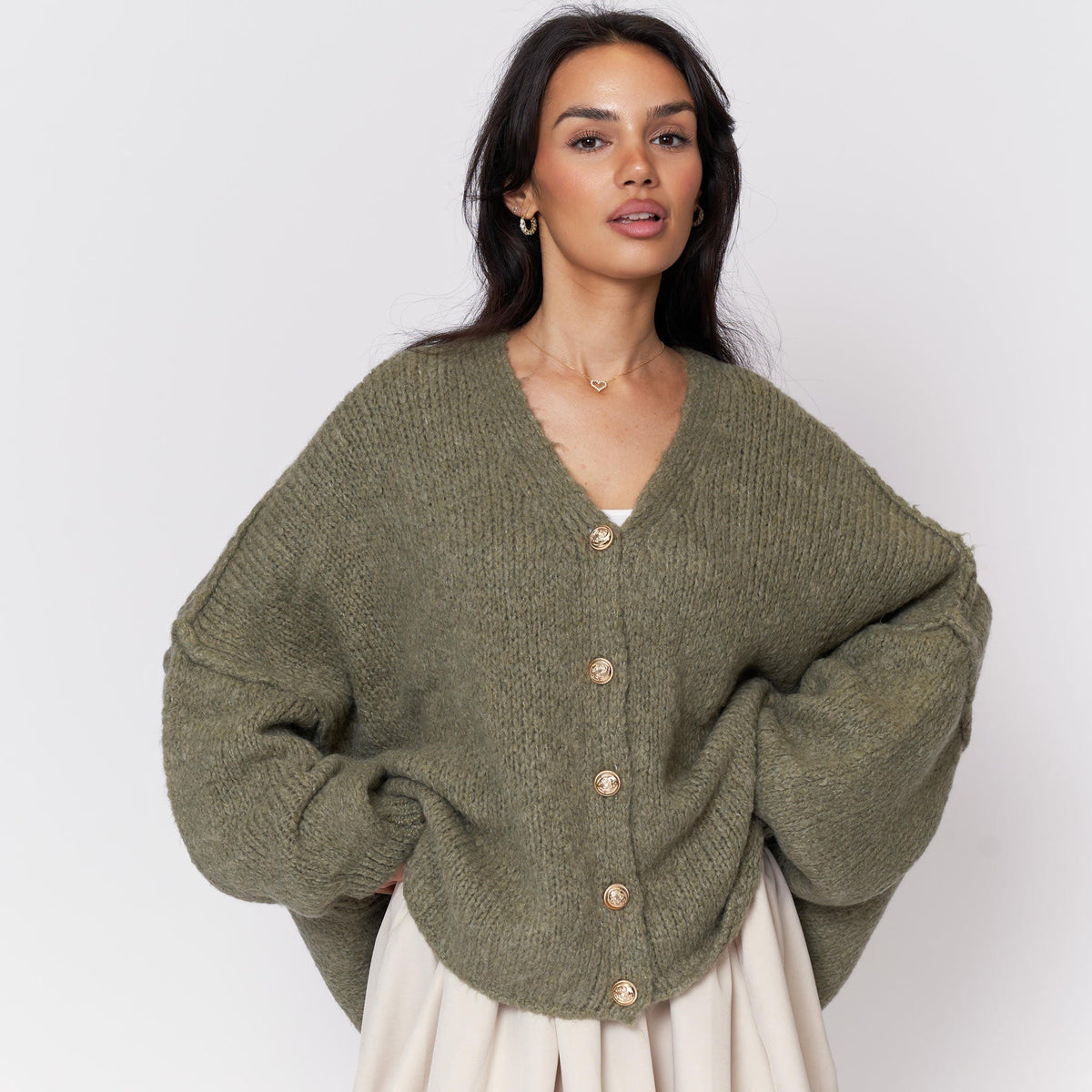 Tamara Oversized Cardigan with V-Neck and Buttons
