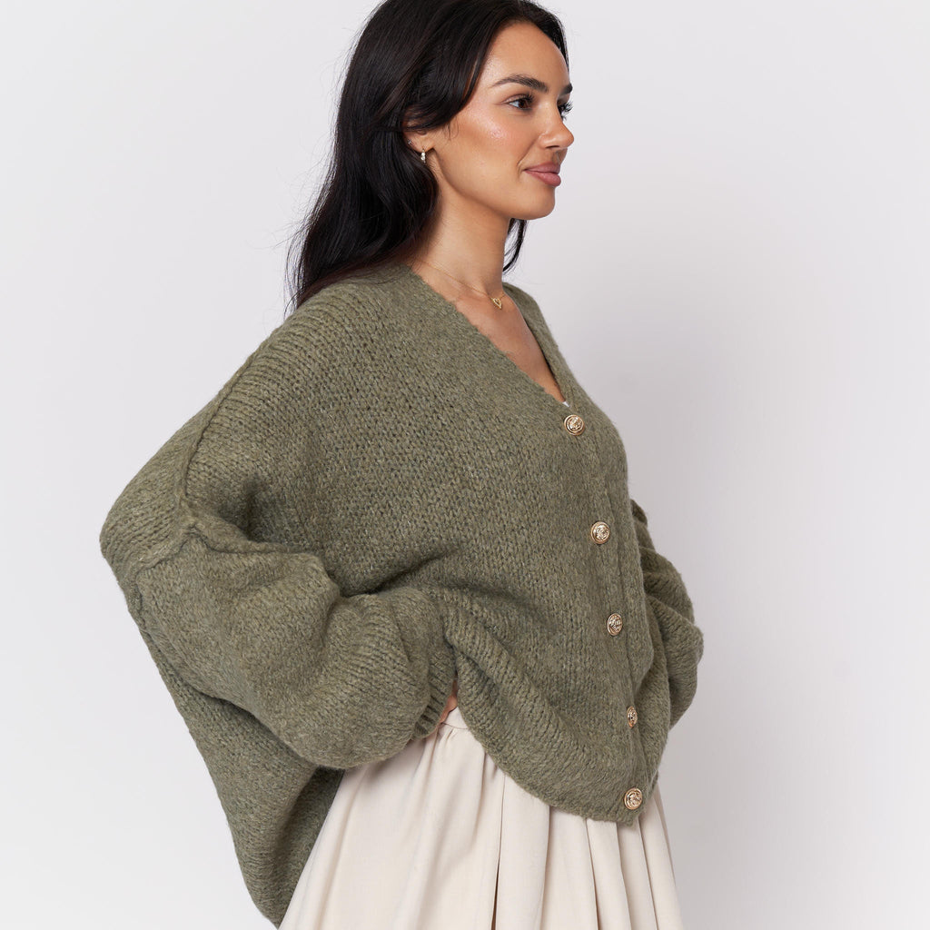Tamara Oversized Cardigan with V-Neck and Buttons