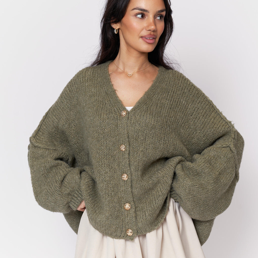 Tamara Oversized Cardigan with V-Neck and Buttons