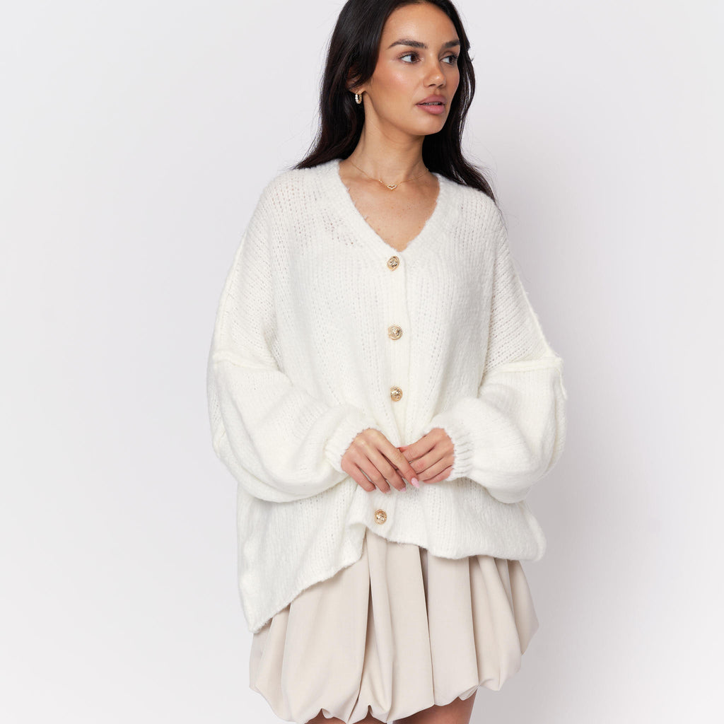Tamara Oversized Cardigan with V-Neck and Buttons