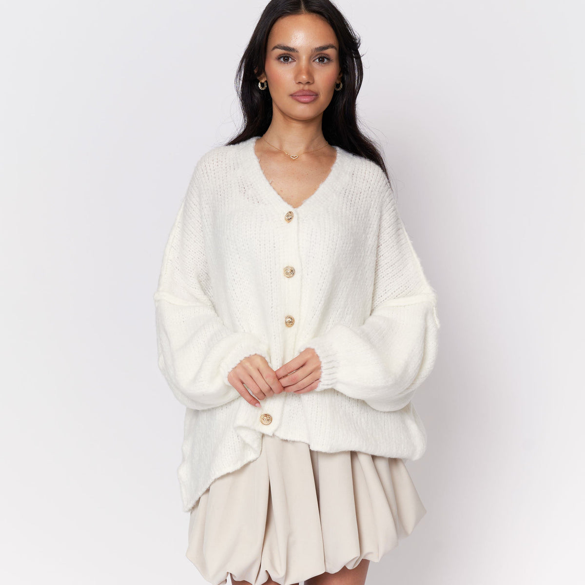 Tamara Oversized Cardigan with V-Neck and Buttons