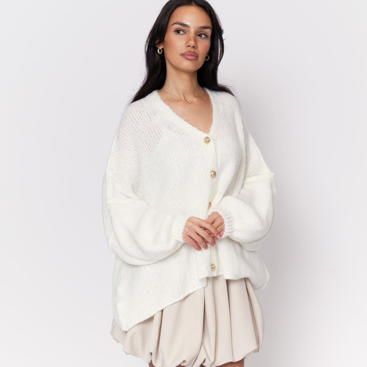 Tamara Oversized Cardigan with V-Neck and Buttons