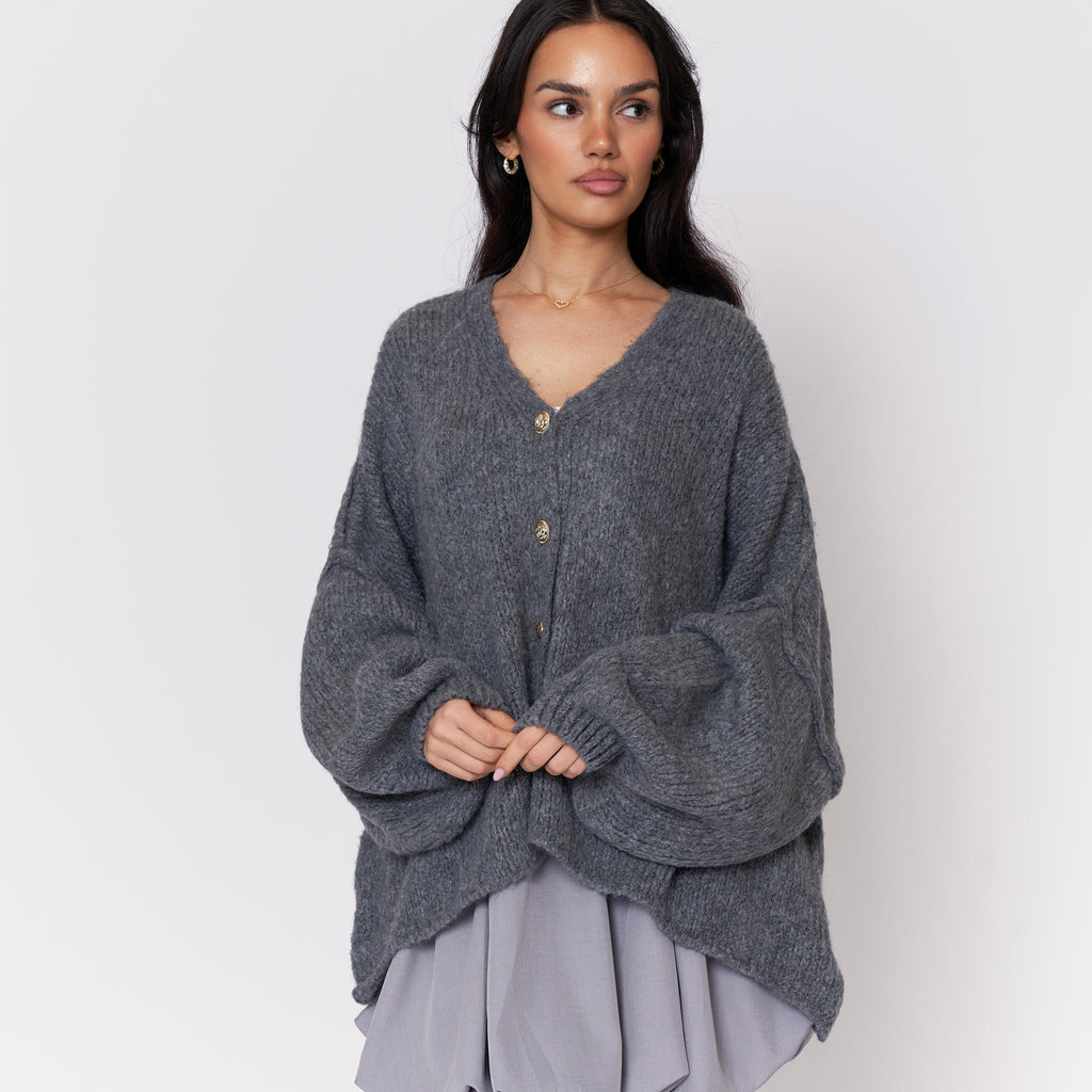 Tamara Oversized Cardigan with V-Neck and Buttons