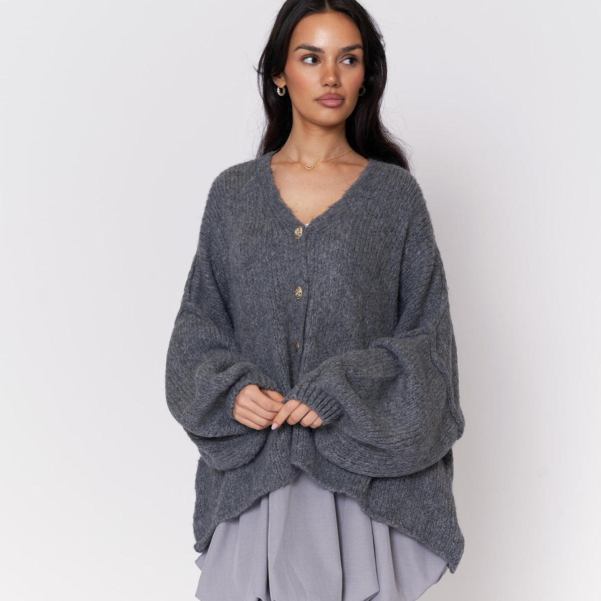 Tamara Oversized Cardigan with V-Neck and Buttons