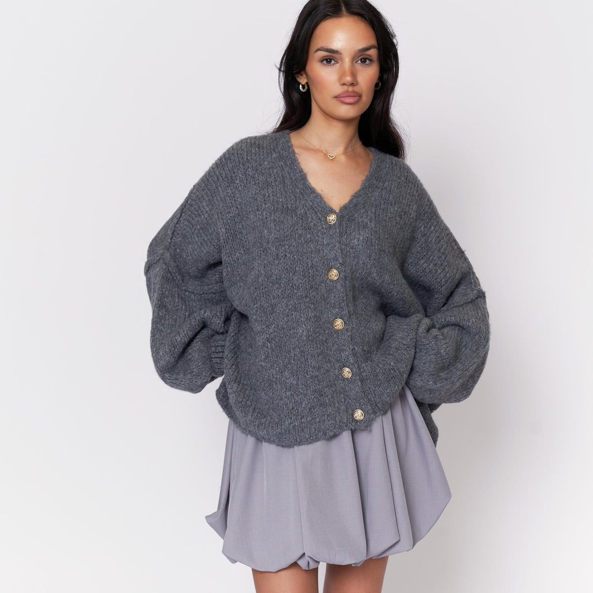 Tamara Oversized Cardigan with V-Neck and Buttons