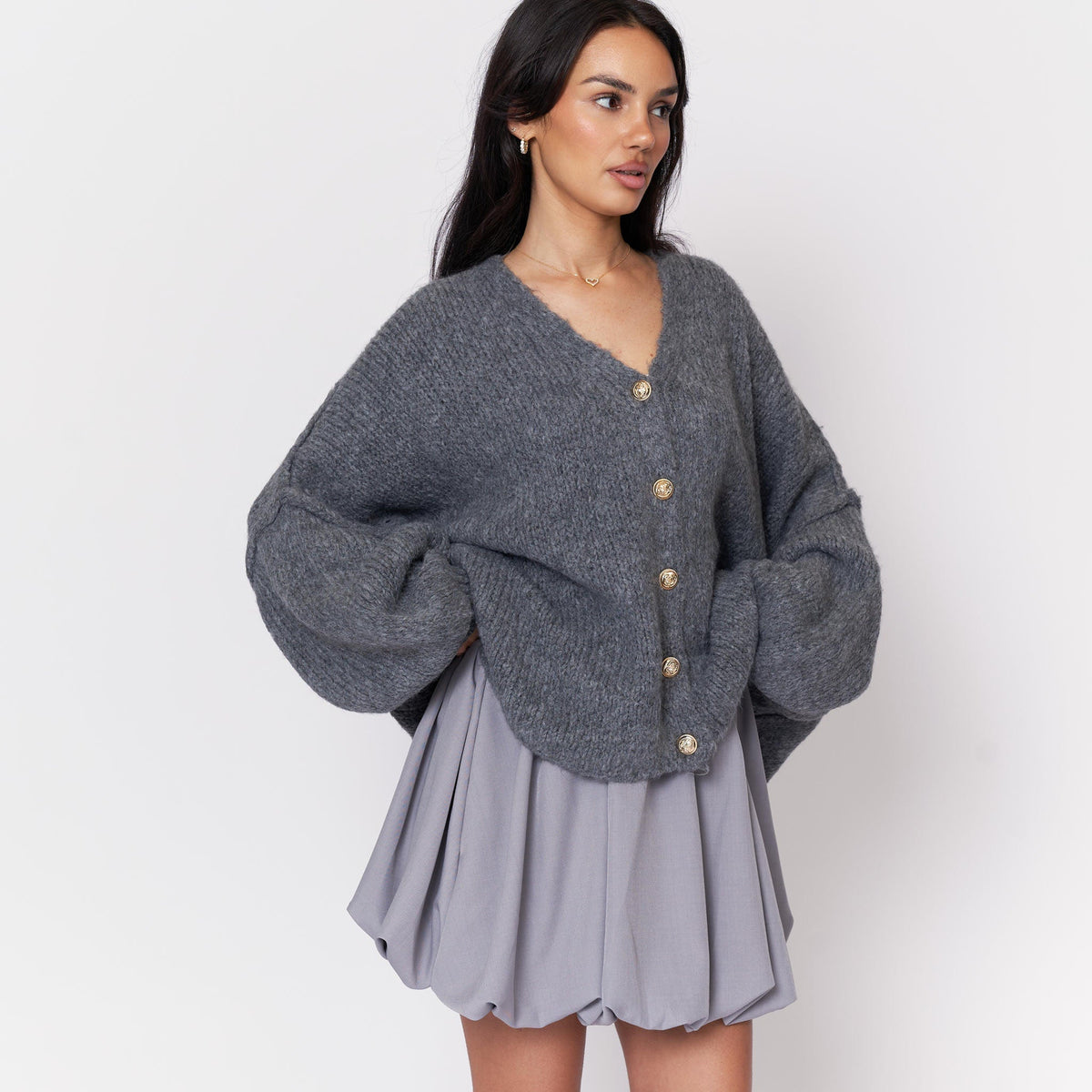 Tamara Oversized Cardigan with V-Neck and Buttons