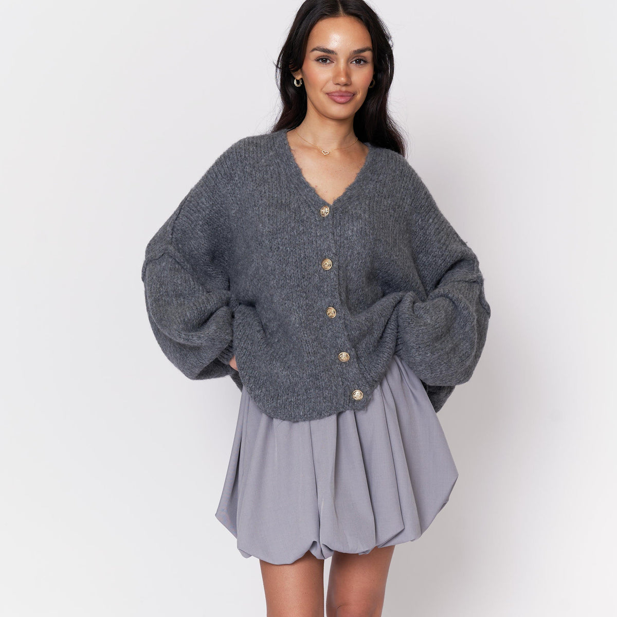 Tamara Oversized Cardigan with V-Neck and Buttons