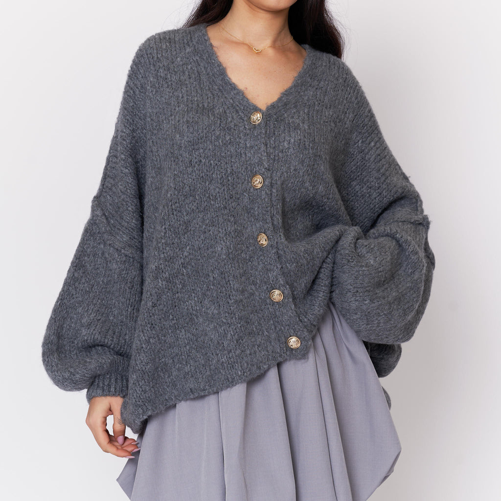 Tamara Oversized Cardigan with V-Neck and Buttons