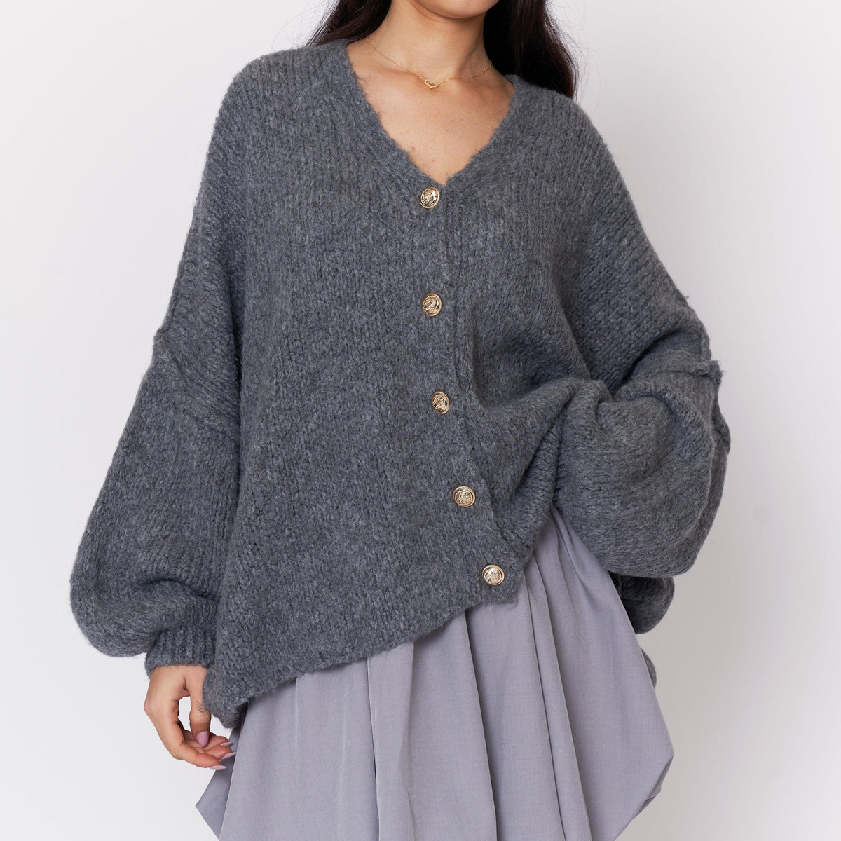 Tamara Oversized Cardigan with V-Neck and Buttons