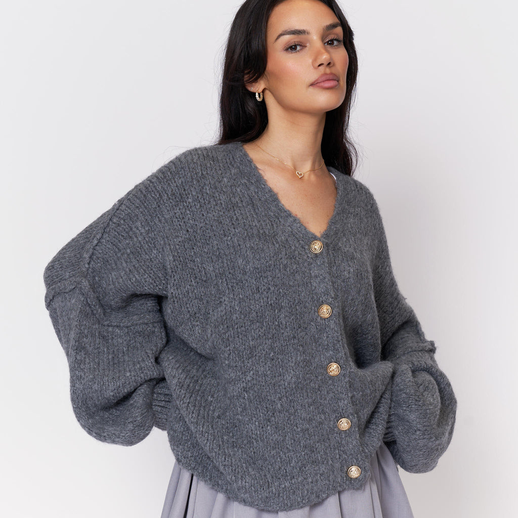 Tamara Oversized Cardigan with V-Neck and Buttons
