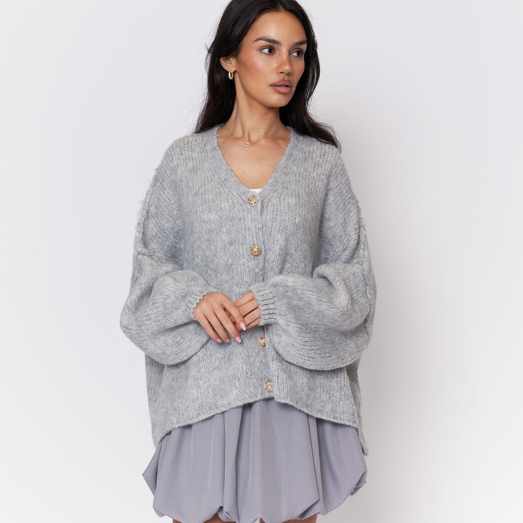 Tamara Oversized Cardigan with V-Neck and Buttons