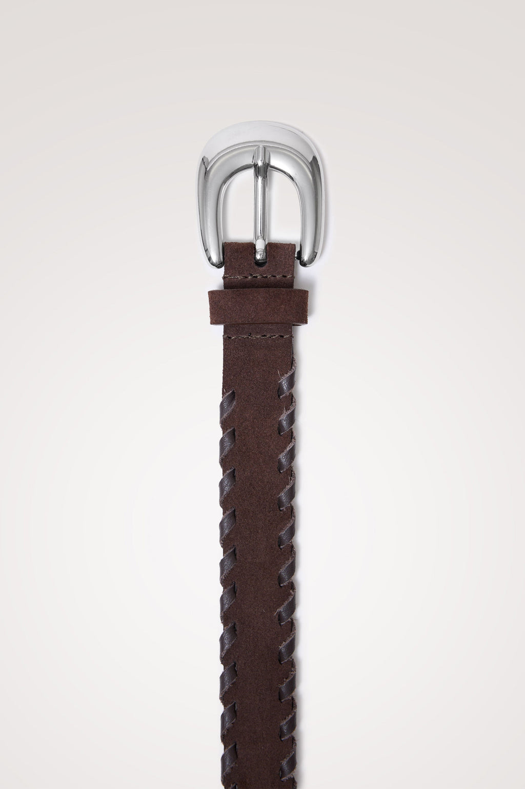 CINTURÓN PRESLEY WHIPSTITCH - MARRÓN OSCURO PLATEADO