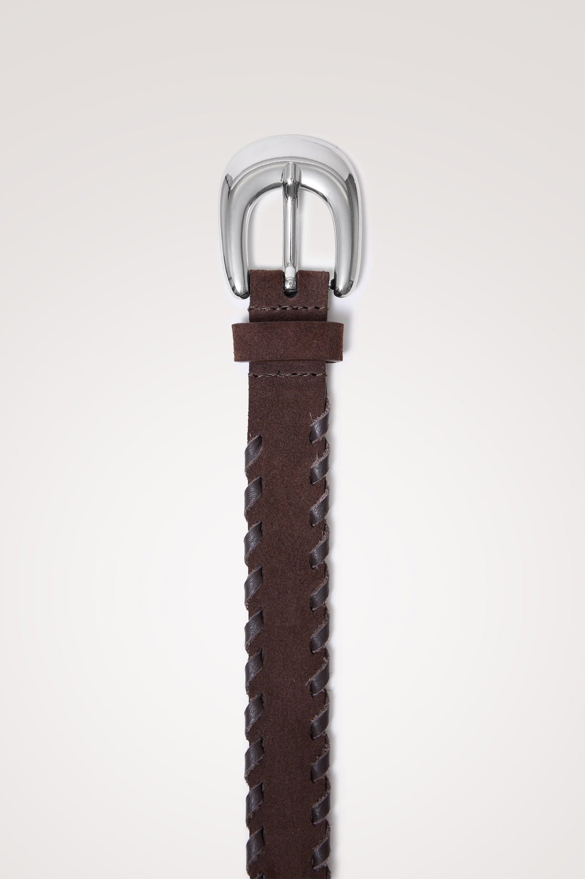 CINTURÓN PRESLEY WHIPSTITCH - MARRÓN OSCURO PLATEADO