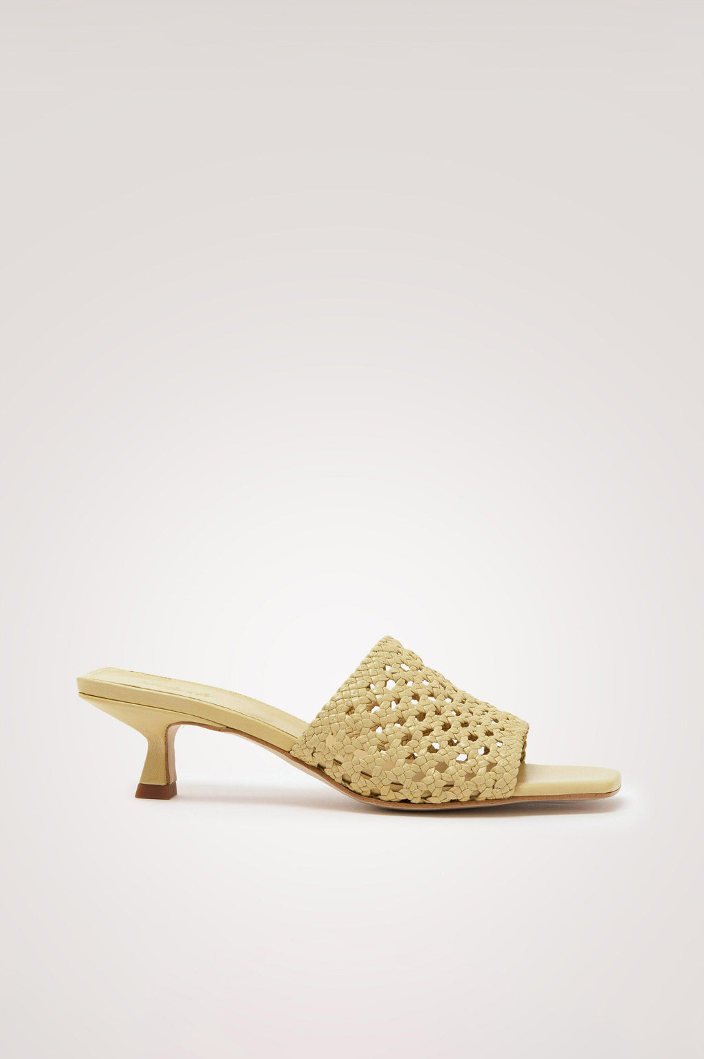 TACÓN TEJIDO RIMINI - PIEL AMARILLO MANTEQUILLA