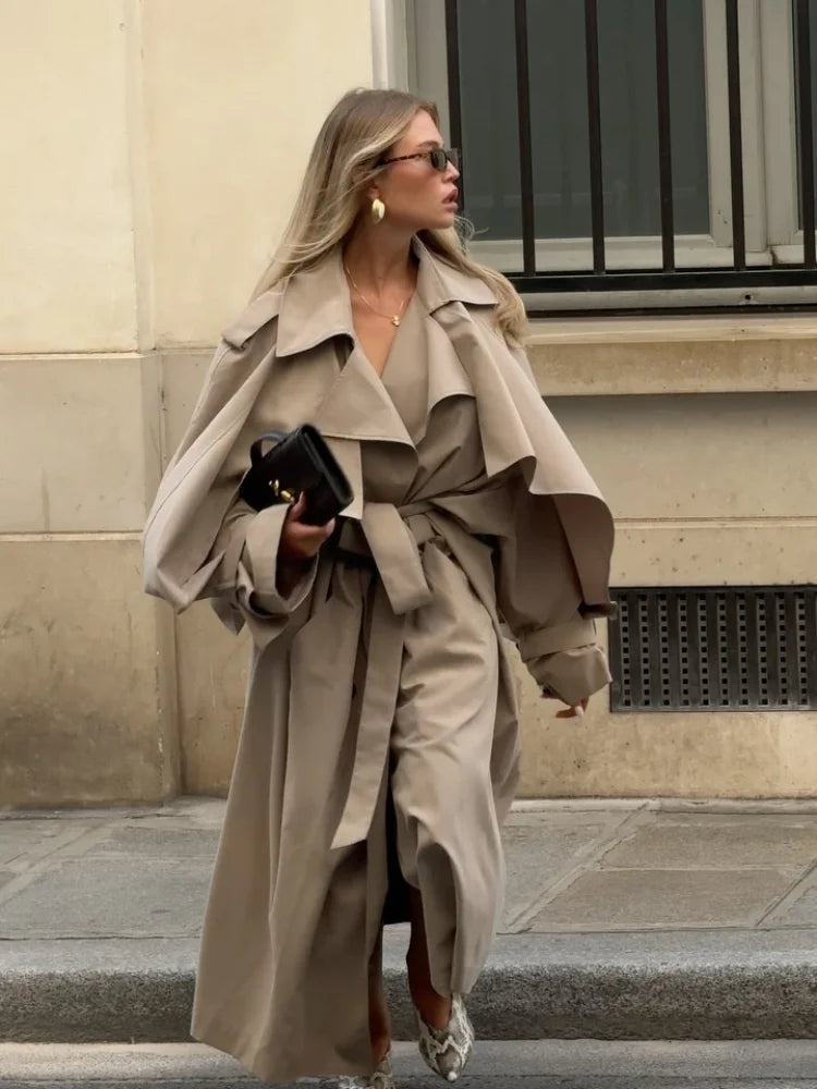 Lace-Up Long Trench Coat