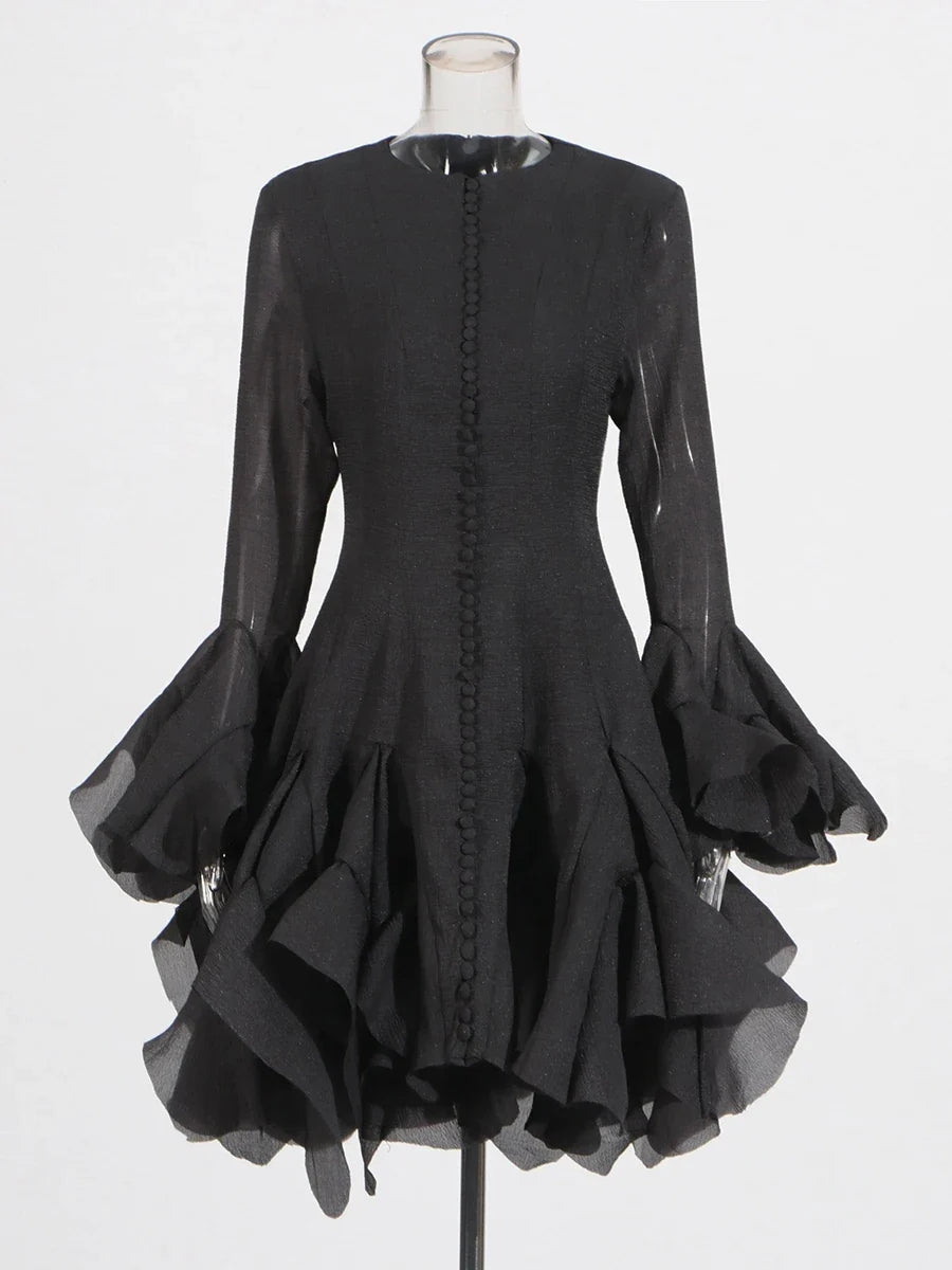 Women’s High Waist Ruffle Dress