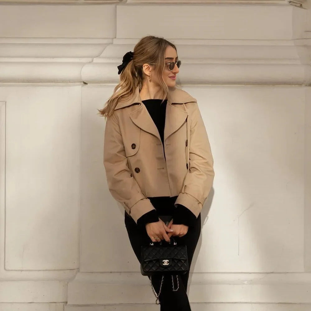 Vintage Cropped Double-Breasted Jacket