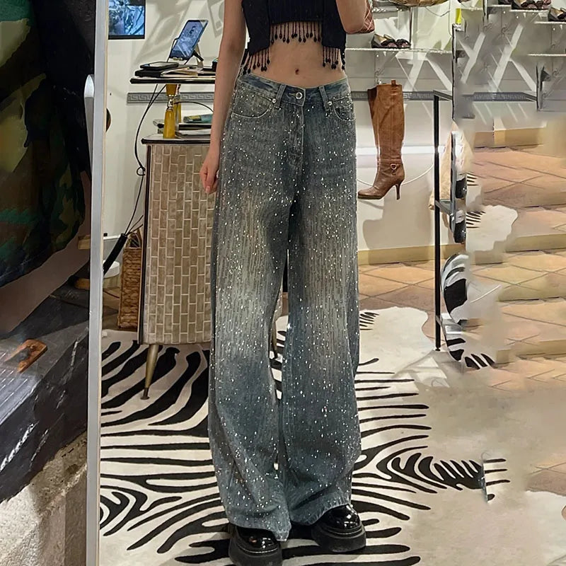 Pantalones de mezclilla para mujer con parches de estrellas