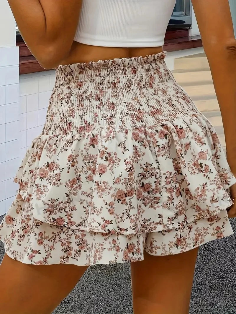 Falda pantalón floral para mujer