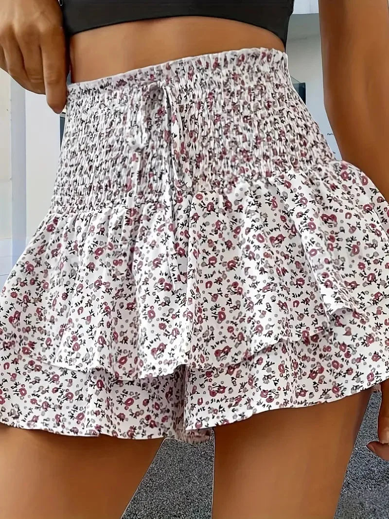Falda pantalón floral para mujer