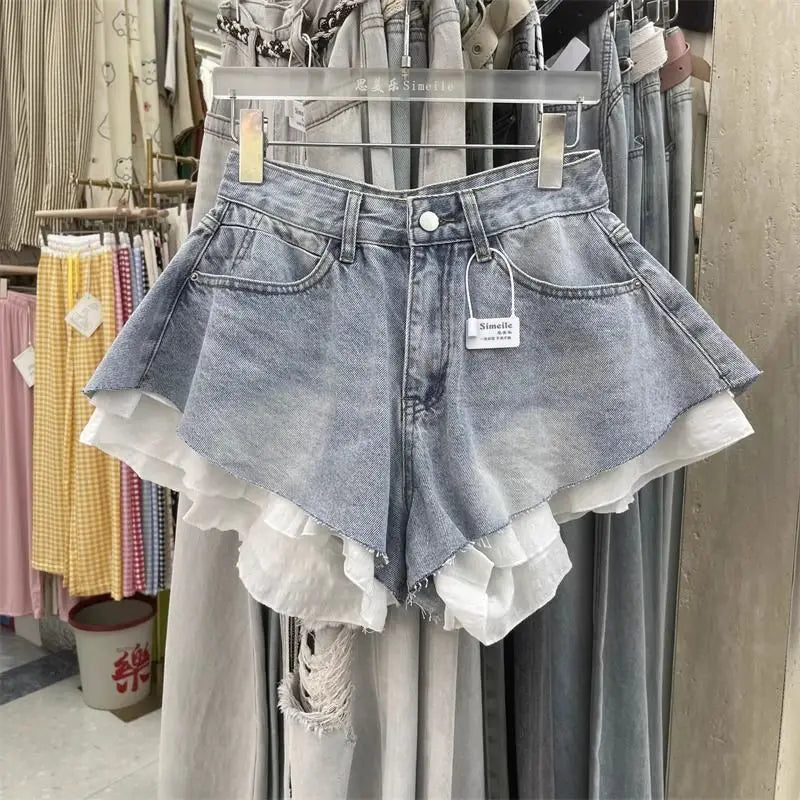 Women’s Lace Trim Denim Shorts