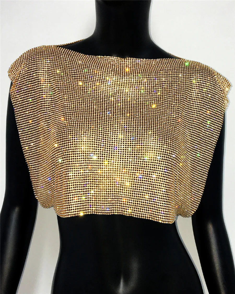 Rhinestone Metal Crop Top