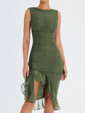 Vestido midi elegante con volantes
