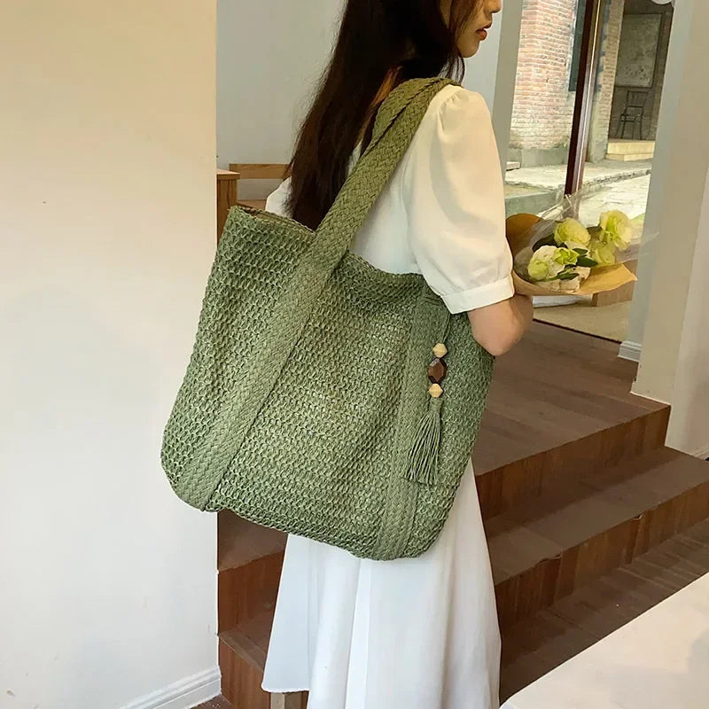 Elegant Straw Woven Handbag
