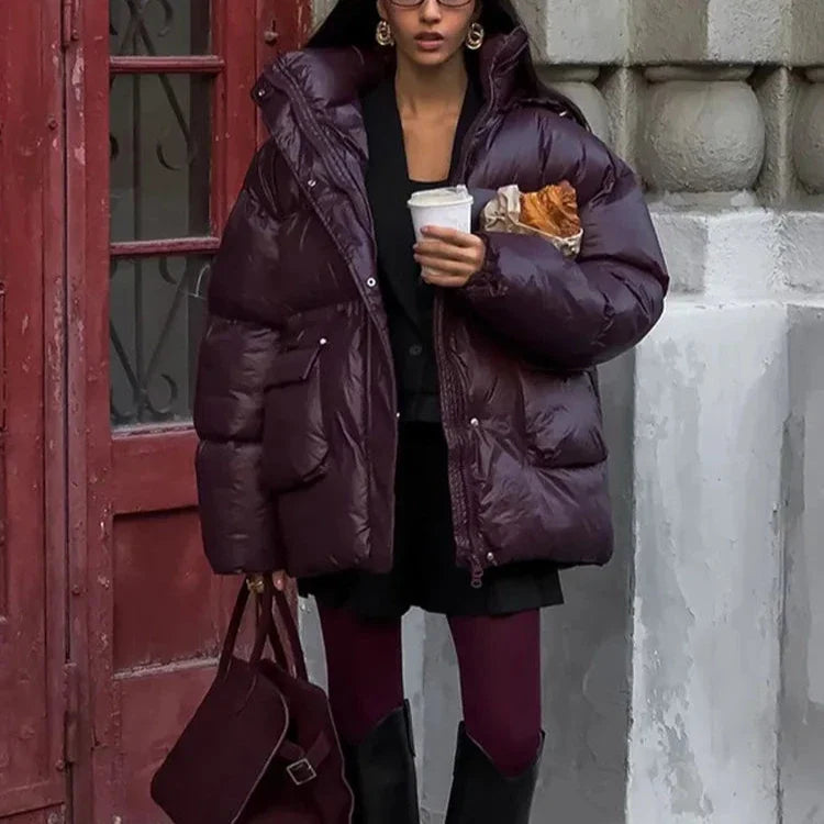 Casual Burgundy Lace Up Jacket