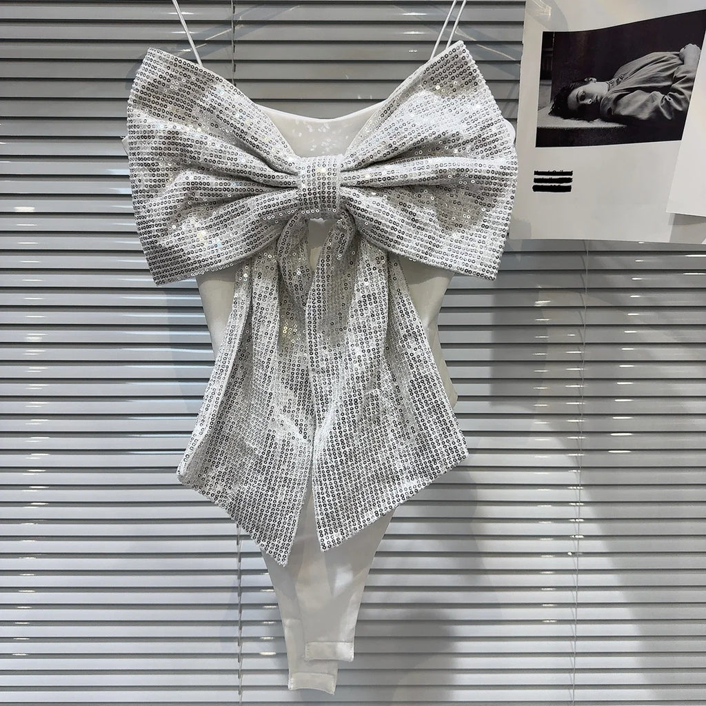 Sequined Big Bow Top