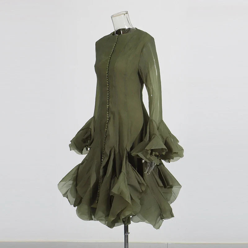 Women’s High Waist Ruffle Dress