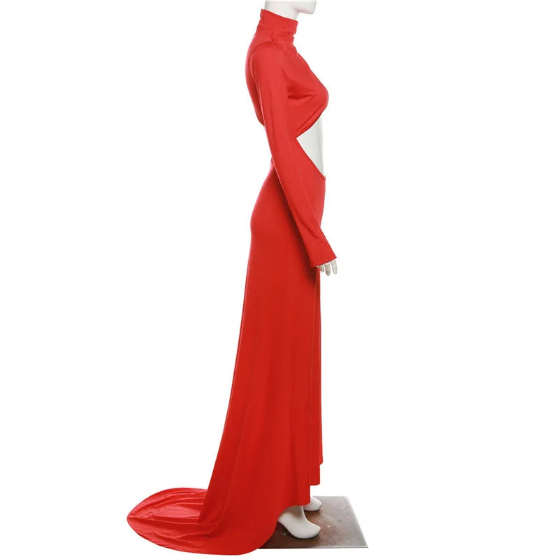 Vestido largo rojo con aberturas