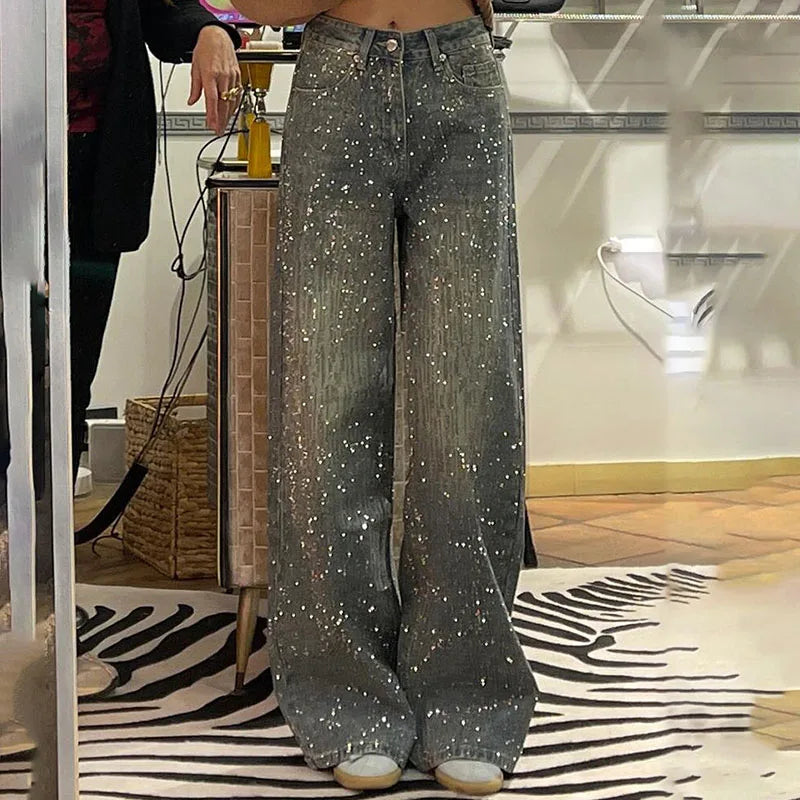 Pantalones de mezclilla para mujer con parches de estrellas