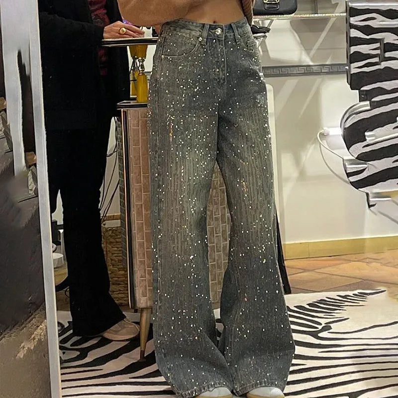 Pantalones de mezclilla para mujer con parches de estrellas