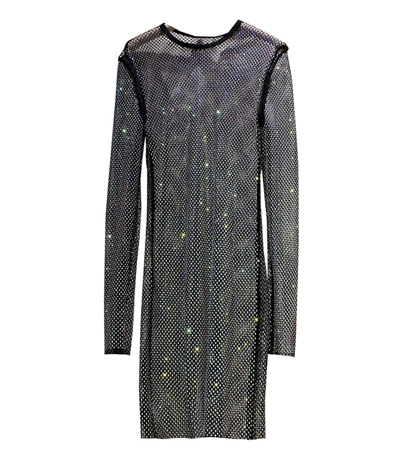 Vestido de fiesta brillante de red