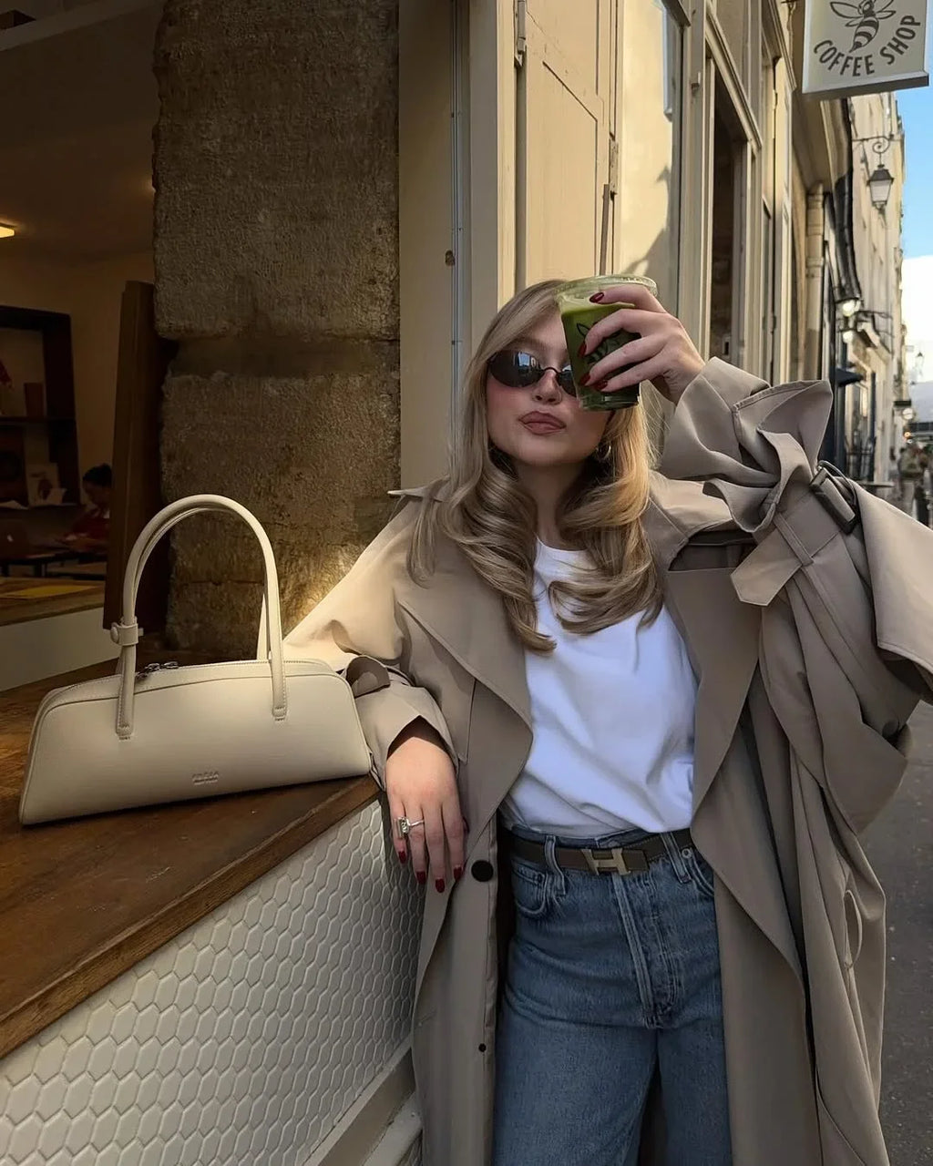 Women’s Lace-Up Long Trench Coat